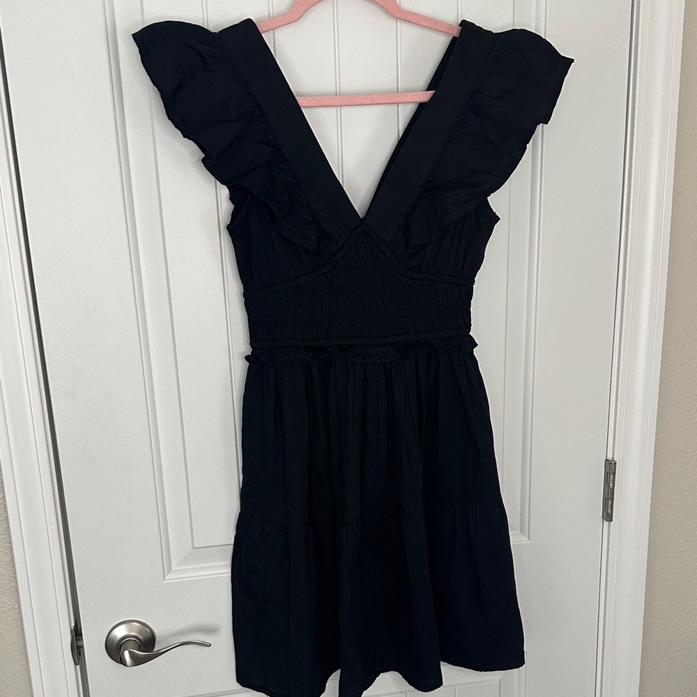 Gap Black Ruffle Sleeve cotton Dress new nwt